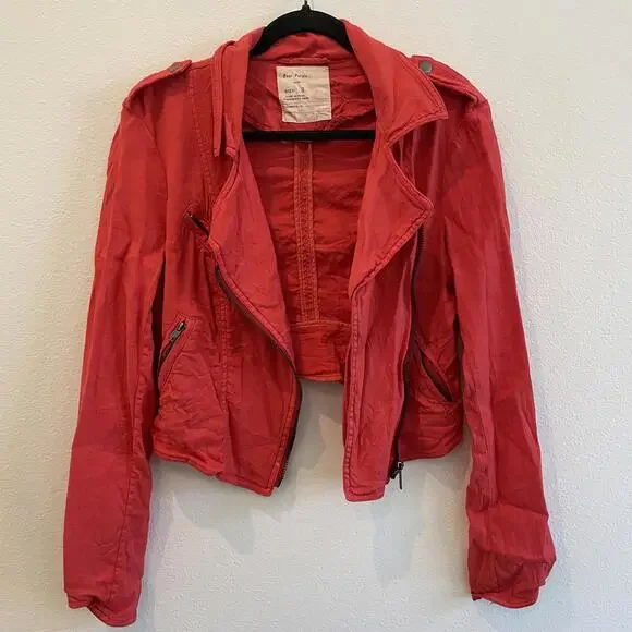 Free People Cropped Red Jacket - Size 8 - Picture 6 of 8